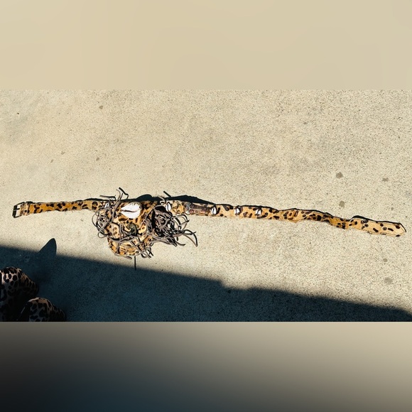 Unique Leopard Print Tribal 🐆 Fanny Pack Belt with copper & Shell accents, see! - Picture 2 of 12